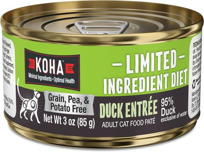 Limited Ingredient Diet Duck Entrée Grain-Free Paté Wet Cat Food, 3-oz can, case of 24