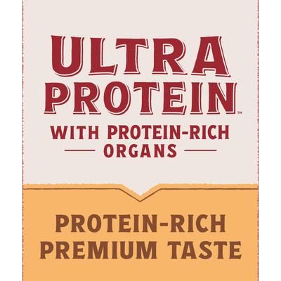Alimento húmedo para gatos Ultra Protein Real Duck Recipe con cortes de órganos ricos en proteínas en salsa, taza de 2.7 oz, caja de 10