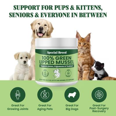 Green Lipped Mussel Powder Joint Supplement for Dogs & Cats, 28.22-oz