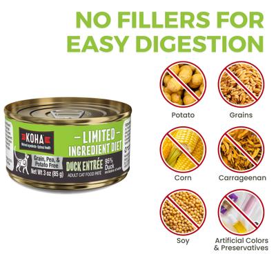 Limited Ingredient Diet Duck Entrée Grain-Free Paté Wet Cat Food, 3-oz can, case of 24