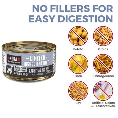 Limited Ingredient Diet Rabbit Au Jus Grain-Free Paté Wet Cat Food, 3-oz can, case of 24