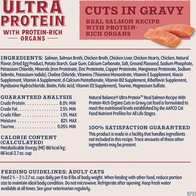 Ultra Protein Real Salmon Recipe with Protein-Rich Organs Cuts in Gravy Wet Cat Food, 2.7-oz cup, case of 10