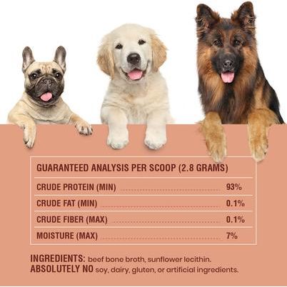 Suplemento en polvo de caldo de hueso de res alimentada con pasto para perros y gatos, 19 oz