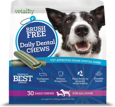 Brush Free Daily Dental Care Chews for Dogs, 30 count
