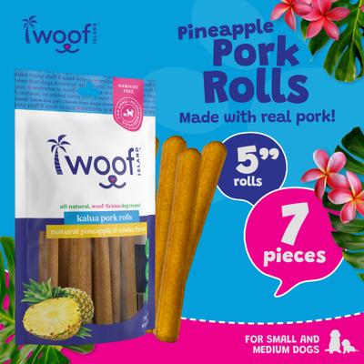 Adult Kalua Pork Rolls Natural Dog Chew Treats, 6-oz bag, 7 count