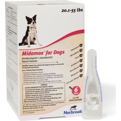 Solución tópica para perros, de 20,1 a 55 lb (caja roja), 6 dosis (suministro para 6 meses)