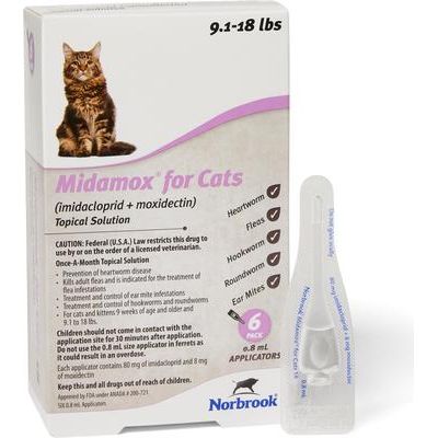 Solución tópica para gatos, 4-8 kg (caja morada), 6 dosis (suministro para 6 meses)