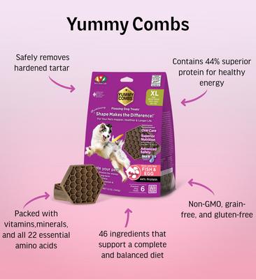 Fish & Egg X-Large Dental Dog Treats, 12-oz bag, 6 count