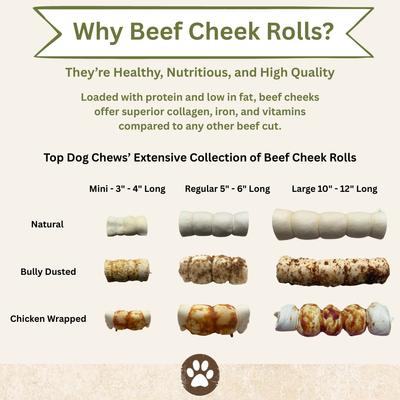 Bully Dusted 10-in Beef Cheek Rolls Dog Treats, 2 count