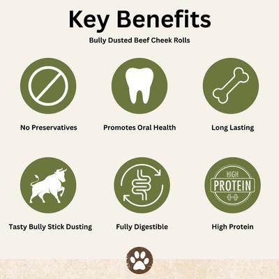 Bully Dusted 6-in Beef Cheek Rolls Dog Treats, 4 count