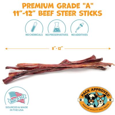 Standard Beef Steer Sticks Natural Dog Chews, 11 to 12-in, 10 count
