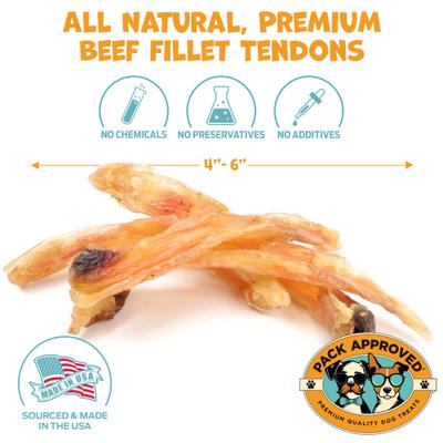 Beef Fillet Tendon Natural Dog Chews, 4 to 6-in, 12 count