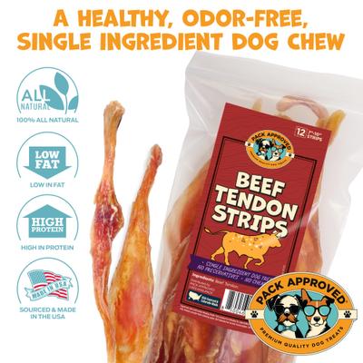 Beef Tendon Strips Natural Dog Chews, 7 to 10-in, 12 count