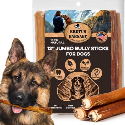 12-Inch Single Ingredient High Protein & Rawhide-Free Bully Sticks Dog Chews, 2 count