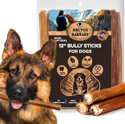 12-Inch Single Ingredient High Protein & Rawhide-Free Bully Sticks Dog Chews, 2 count