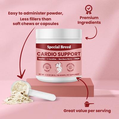 Cardio Support Powder Heart Supplement for Dogs, 3.14-oz jar