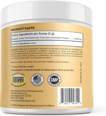 Superhero Organic Turkey Tail Mushroom Powder Supplement for Dogs, 2.12-oz jar