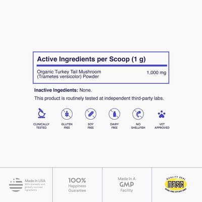 Superhero Organic Turkey Tail Mushroom Powder Supplement for Dogs, 2.12-oz jar