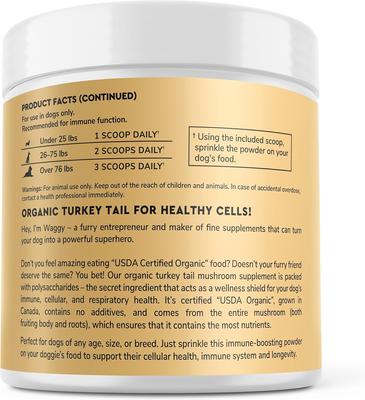 Superhero Organic Turkey Tail Mushroom Powder Supplement for Dogs, 2.12-oz jar