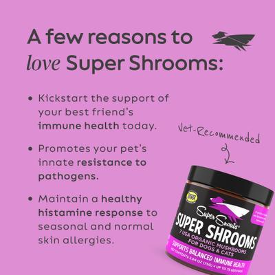Super Shrooms Organic Super 7 Medicinal Mushroom Blend Dog Immunity Supplement, 2.64-oz jar