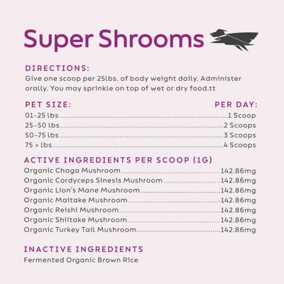 Super Shrooms Organic Super 7 Medicinal Mushroom Blend Dog Immunity Supplement, 2.64-oz jar
