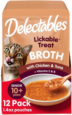 Delectables Lickable Treat Savory Broth Variety Pack Lickable Cat Treats, 1.4-oz pouch, 12 count
