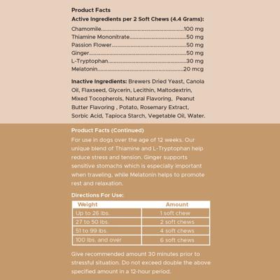 Anxiety + Stress Peanut Butter Flavored Soft Chew Calming Supplement for Dogs, 30 count