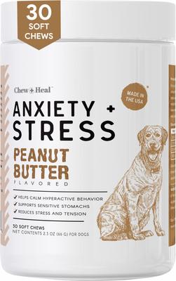 Anxiety + Stress Peanut Butter Flavored Soft Chew Calming Supplement for Dogs, 30 count