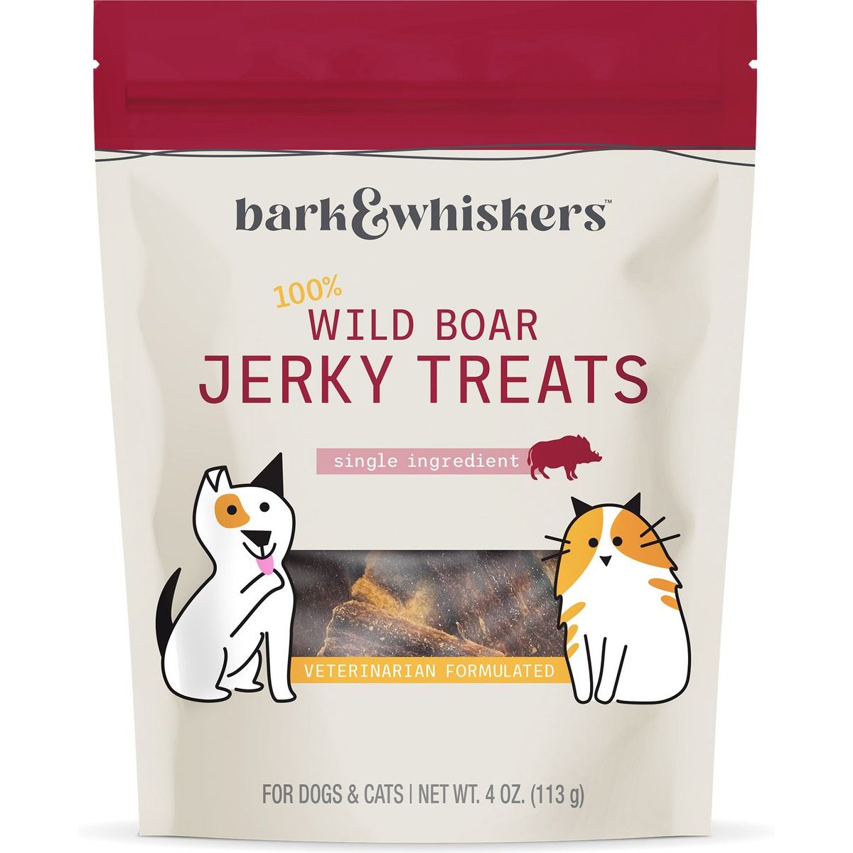 Boar Jerky Treats, Perros y Gatos. 110 g. - Bark & Whiskers