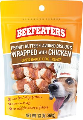 Peanut Butter Biscuit Chicken Jerky Dog Treats, 2.39-oz bag, case of 12