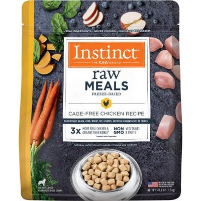 Comida liofilizada para perros adultos sin cereales y con receta de pollo sin jaula Raw Meals, bolsa de 25 oz