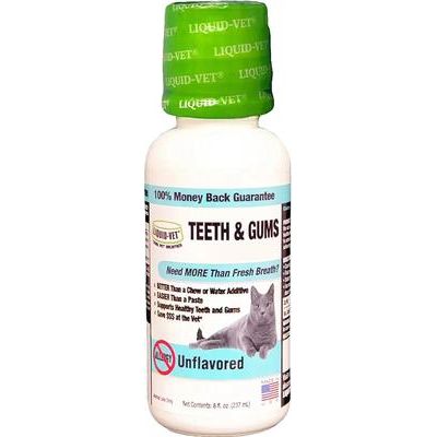 Suplemento para dientes y encías con sabor a mariscos para gatos, botella de 8 onzas líquidas
