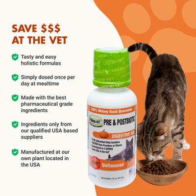 Feline Pre & PostBiotic Support Unflavored Cat Digestive Aid, 8-fl oz bottle