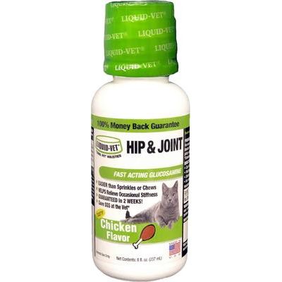 Suplemento para gatos con sabor a pollo para el apoyo de caderas y articulaciones, botella de 8 onzas líquidas