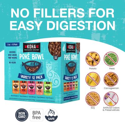 Comida húmeda para gatos Poké Bowl Variety Pack, bolsa de 3 oz, caja de 12