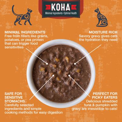 Comida húmeda para gatos Poké Bowl de atún y calabaza en salsa, bolsa de 3 oz, caja de 12