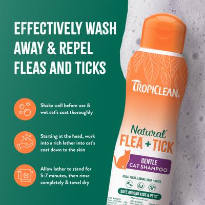 Natural Flea + Tick Gentle Cat Shampoo, 12-fl oz
