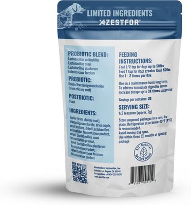 Gut Health 3-in-1 Prebotic Probotic Postbiotic Apple Flavored Powder Supplement for Dogs, 2.1-oz bag