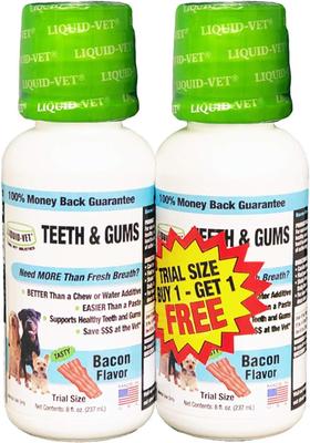 Teeth & Gums Support Chicken Flavor Dog Supplement, 8-oz bottle, 2 count