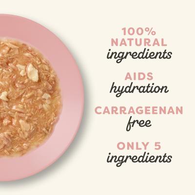 Comida húmeda enlatada para gatos con atún y salmón en salsa, ingredientes limitados, lata de 2.47 oz, caja de 24