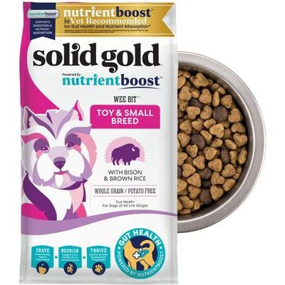 Alimento seco para perros de juguete y razas pequeñas con grano entero de bisonte real y arroz integral, bolsa de 3,75 lb