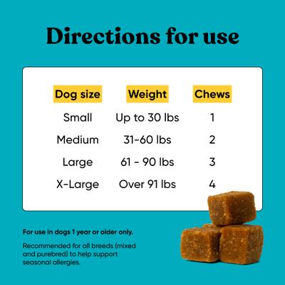 Allergy Bacon Flavored Soft Chew Skin & Coat Supplement for Dogs, 90 count