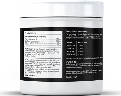 Allergy Bacon Flavored Soft Chew Skin & Coat Supplement for Dogs, 90 count