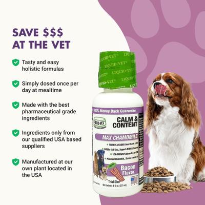 Calm & Content Support Bacon Flavor Liquid Calming Supplement for Dogs, 8-oz bottle, 2 count