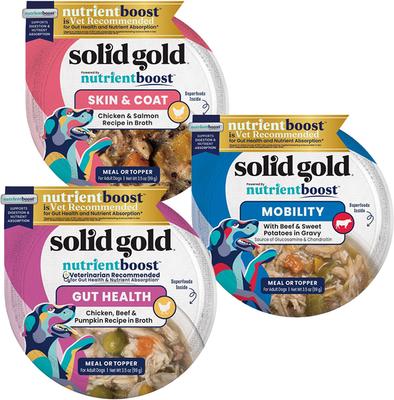 Paquete: Alimento húmedo para perros Solid Gold Digestive Support Chicken, Skin & Coat Support Chicken & Salmon, Mobility Support Beef, 3.5 oz (18 unidades)