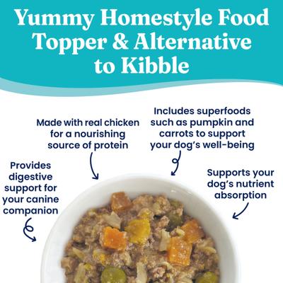 Bundle: Solid Gold Homestyle Meal Skin & Coat Support Chicken + Gut Health Beef Dog Food Topper, 9-oz pouches, case of 2