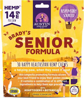 Brady's All-in-1 Senior Support 14mg Broad Spectrum Hemp Chews Supplement for Dogs, 30 count