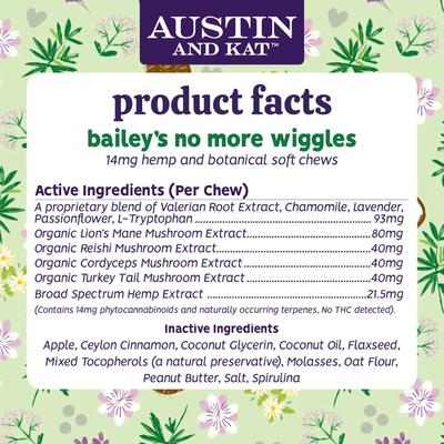 Bailey's Calm & Quiet 14mg Broad Spectrum Hemp Chews Supplement for Dogs, 30 count
