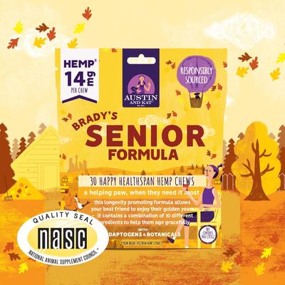 Brady's All-in-1 Senior Support 14mg Broad Spectrum Hemp Chews Supplement for Dogs, 30 count