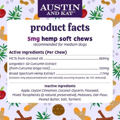 Calming 5mg Broad Spectrum Hemp Chews Supplement for Dogs, 30 count